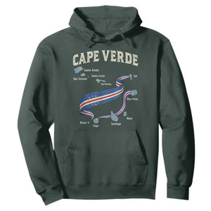 Cape Verde Islands Map National Flag Hoodie Cabo Verde Archipelago Geography Pride TS02 Dark Forest Green Print Your Wear