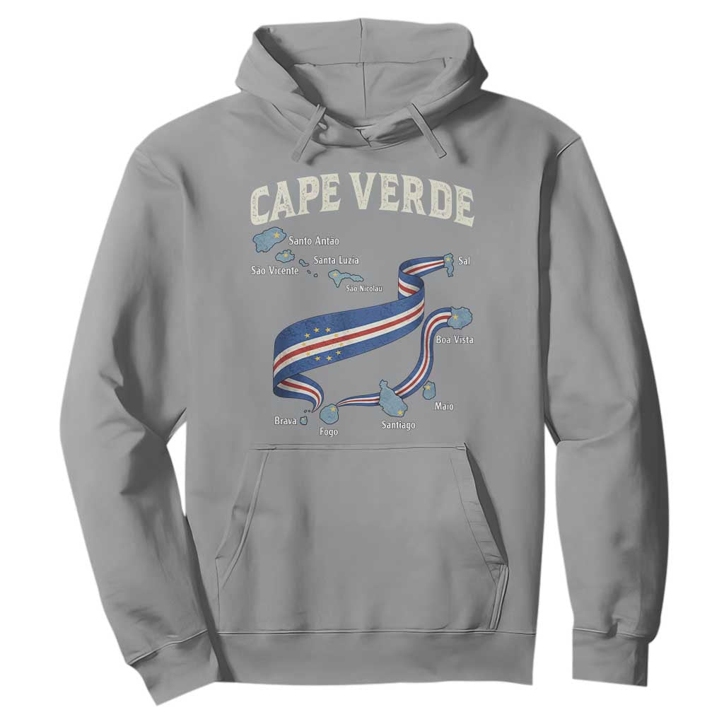 Cape Verde Islands Map National Flag Hoodie Cabo Verde Archipelago Geography Pride TS02 Sport Gray Print Your Wear
