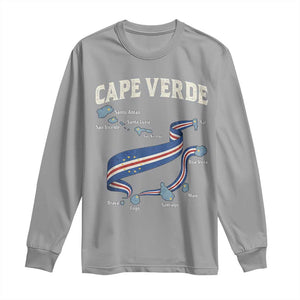 Cape Verde Islands Map National Flag Long Sleeve Shirt Cabo Verde Archipelago Geography Pride TS02 Sport Gray Print Your Wear