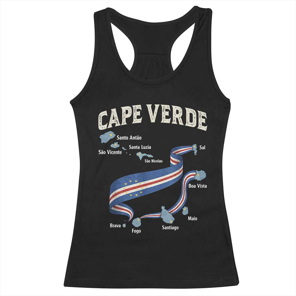 Cape Verde Islands Map National Flag Racerback Tank Top Cabo Verde Archipelago Geography Pride TS02 Black Print Your Wear