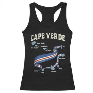 Cape Verde Islands Map National Flag Racerback Tank Top Cabo Verde Archipelago Geography Pride TS02 Black Print Your Wear