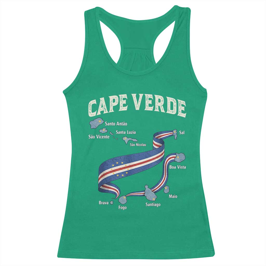 Cape Verde Islands Map National Flag Racerback Tank Top Cabo Verde Archipelago Geography Pride TS02 Irish Green Print Your Wear