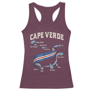 Cape Verde Islands Map National Flag Racerback Tank Top Cabo Verde Archipelago Geography Pride TS02 Maroon Print Your Wear