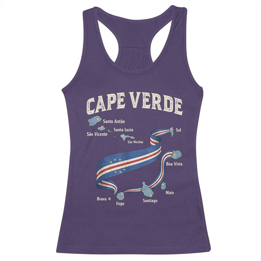 Cape Verde Islands Map National Flag Racerback Tank Top Cabo Verde Archipelago Geography Pride TS02 Purple Print Your Wear