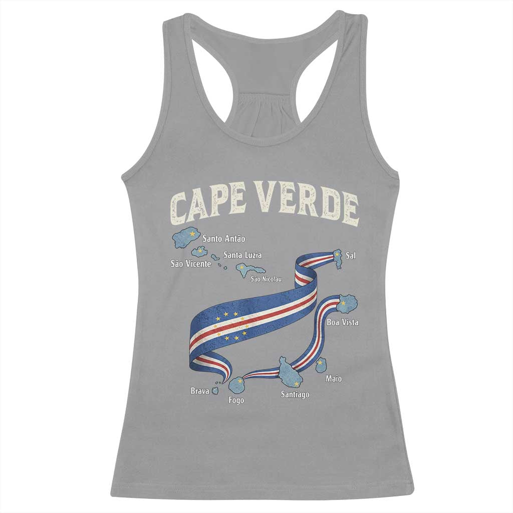 Cape Verde Islands Map National Flag Racerback Tank Top Cabo Verde Archipelago Geography Pride TS02 Sport Gray Print Your Wear