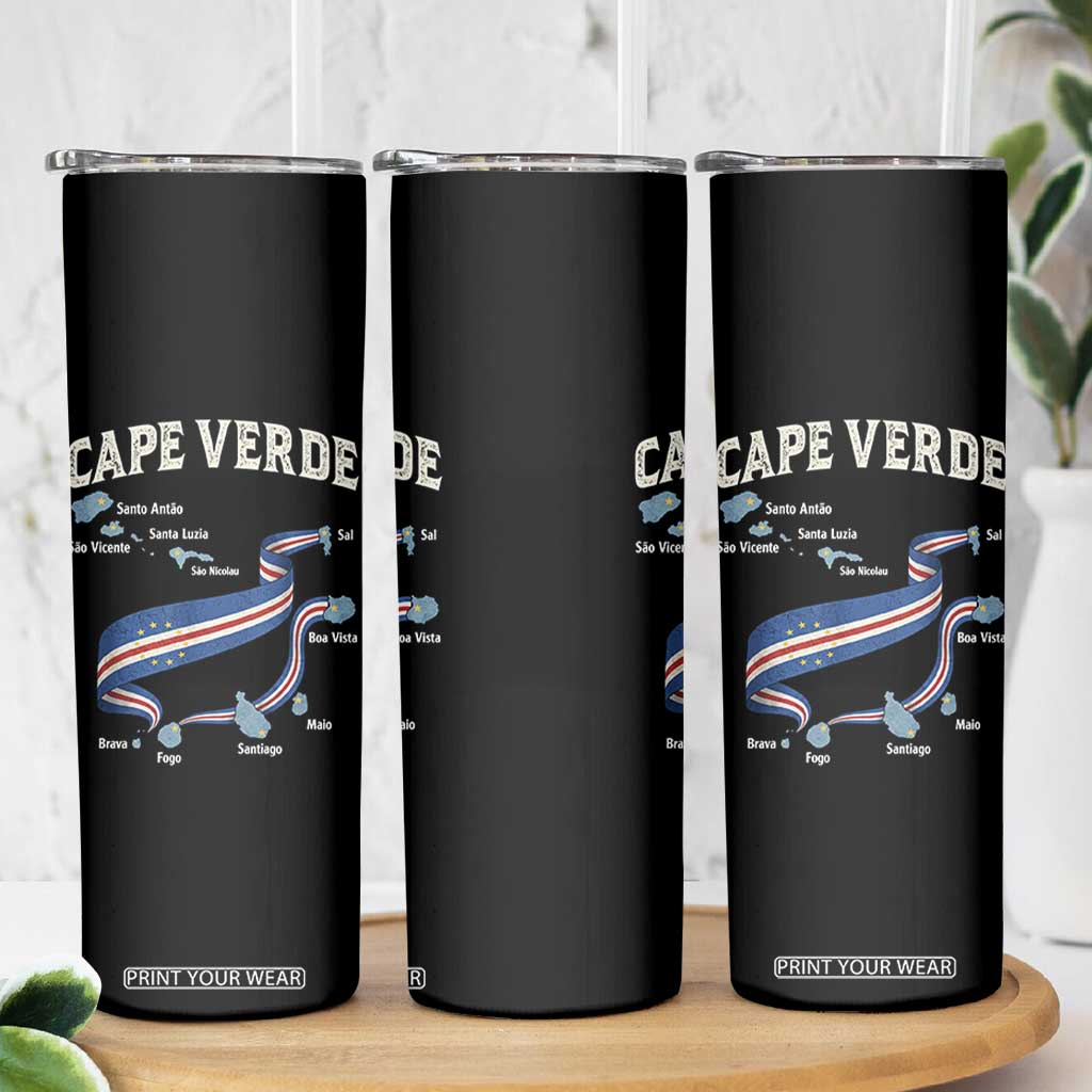 Cape Verde Islands Map National Flag Skinny Tumbler Cabo Verde Archipelago Geography Pride TS02 Print Your Wear