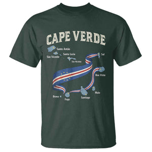 Cape Verde Islands Map National Flag T Shirt Cabo Verde Archipelago Geography Pride TS02 Dark Forest Green Print Your Wear