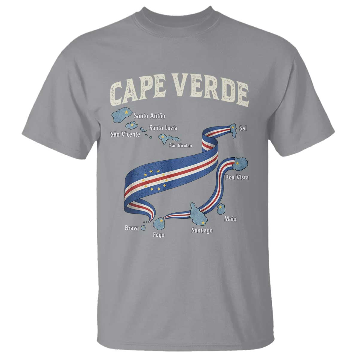 Cape Verde Islands Map National Flag T Shirt Cabo Verde Archipelago Geography Pride TS02 Sport Gray Print Your Wear