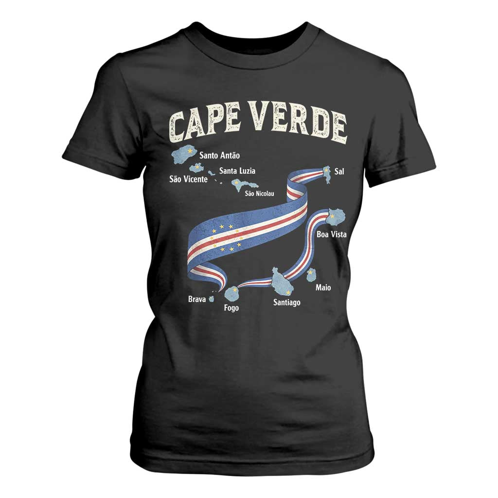 Cape Verde Islands Map National Flag T Shirt For Women Cabo Verde Archipelago Geography Pride TS02 Black Print Your Wear