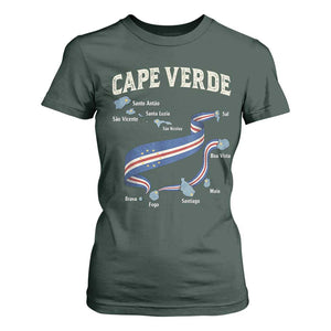 Cape Verde Islands Map National Flag T Shirt For Women Cabo Verde Archipelago Geography Pride TS02 Dark Forest Green Print Your Wear