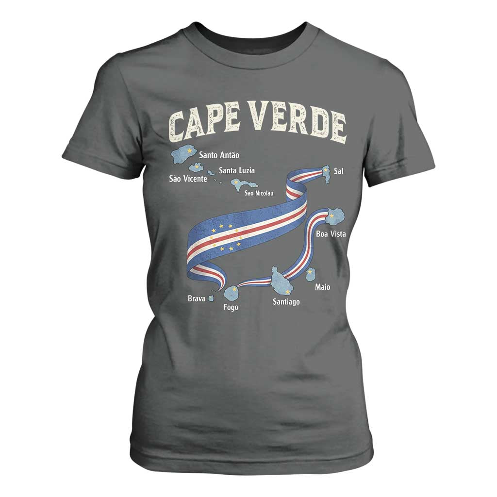 Cape Verde Islands Map National Flag T Shirt For Women Cabo Verde Archipelago Geography Pride TS02 Dark Heather Print Your Wear