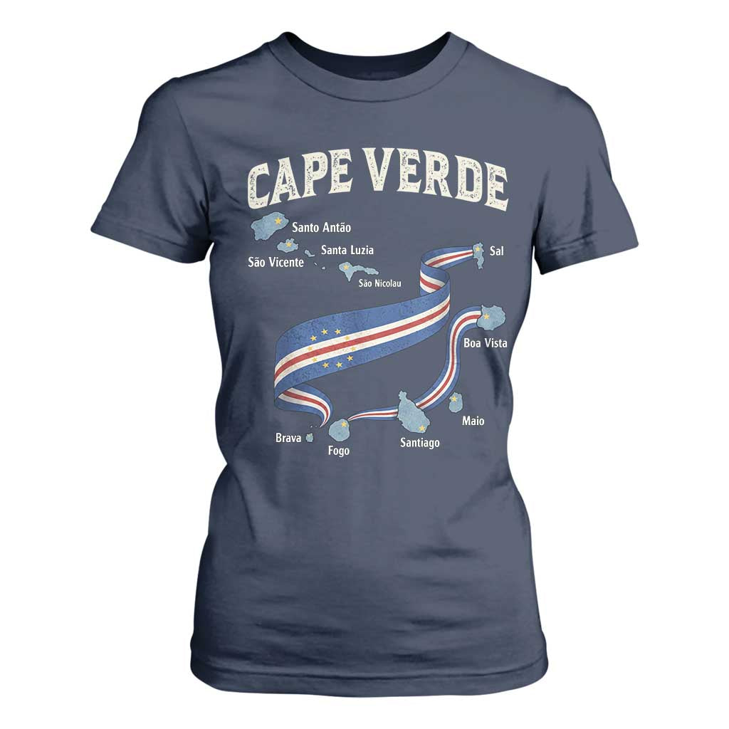 Cape Verde Islands Map National Flag T Shirt For Women Cabo Verde Archipelago Geography Pride TS02 Navy Print Your Wear