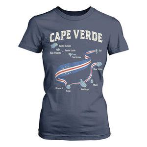Cape Verde Islands Map National Flag T Shirt For Women Cabo Verde Archipelago Geography Pride TS02 Navy Print Your Wear
