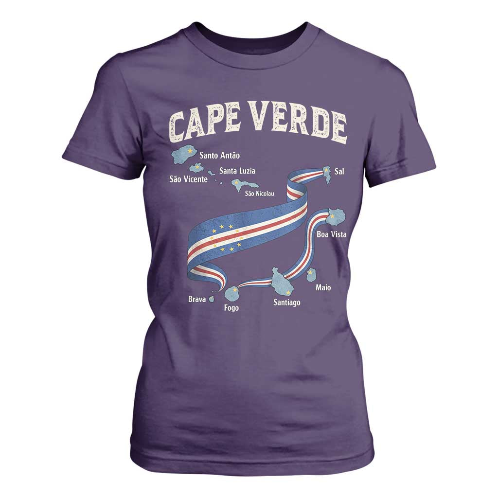 Cape Verde Islands Map National Flag T Shirt For Women Cabo Verde Archipelago Geography Pride TS02 Purple Print Your Wear