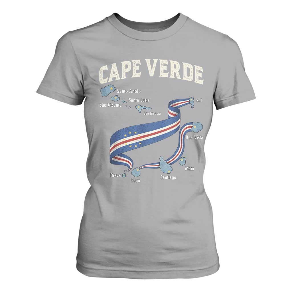 Cape Verde Islands Map National Flag T Shirt For Women Cabo Verde Archipelago Geography Pride TS02 Sport Gray Print Your Wear