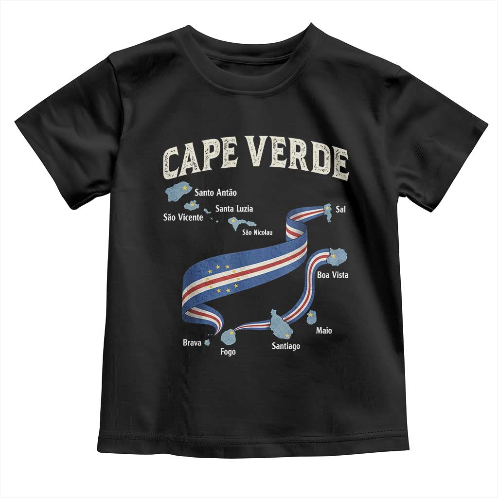 Cape Verde Islands Map National Flag Toddler T Shirt Cabo Verde Archipelago Geography Pride TS02 Black Print Your Wear