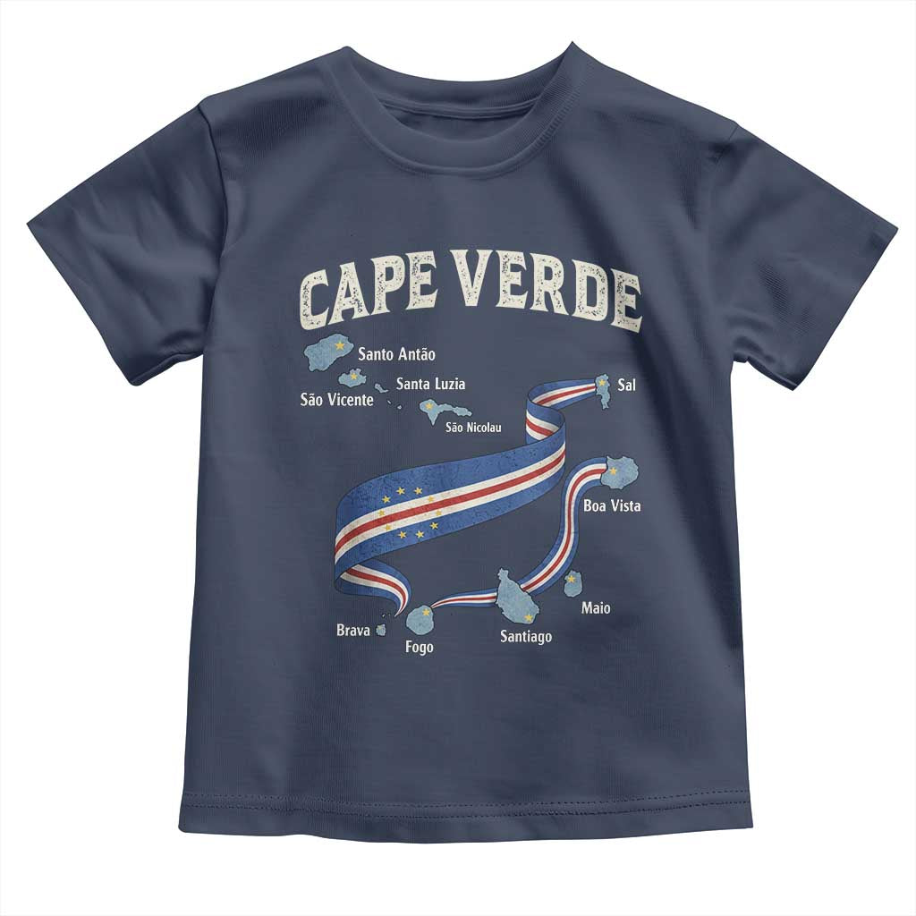 Cape Verde Islands Map National Flag Toddler T Shirt Cabo Verde Archipelago Geography Pride TS02 Navy Print Your Wear