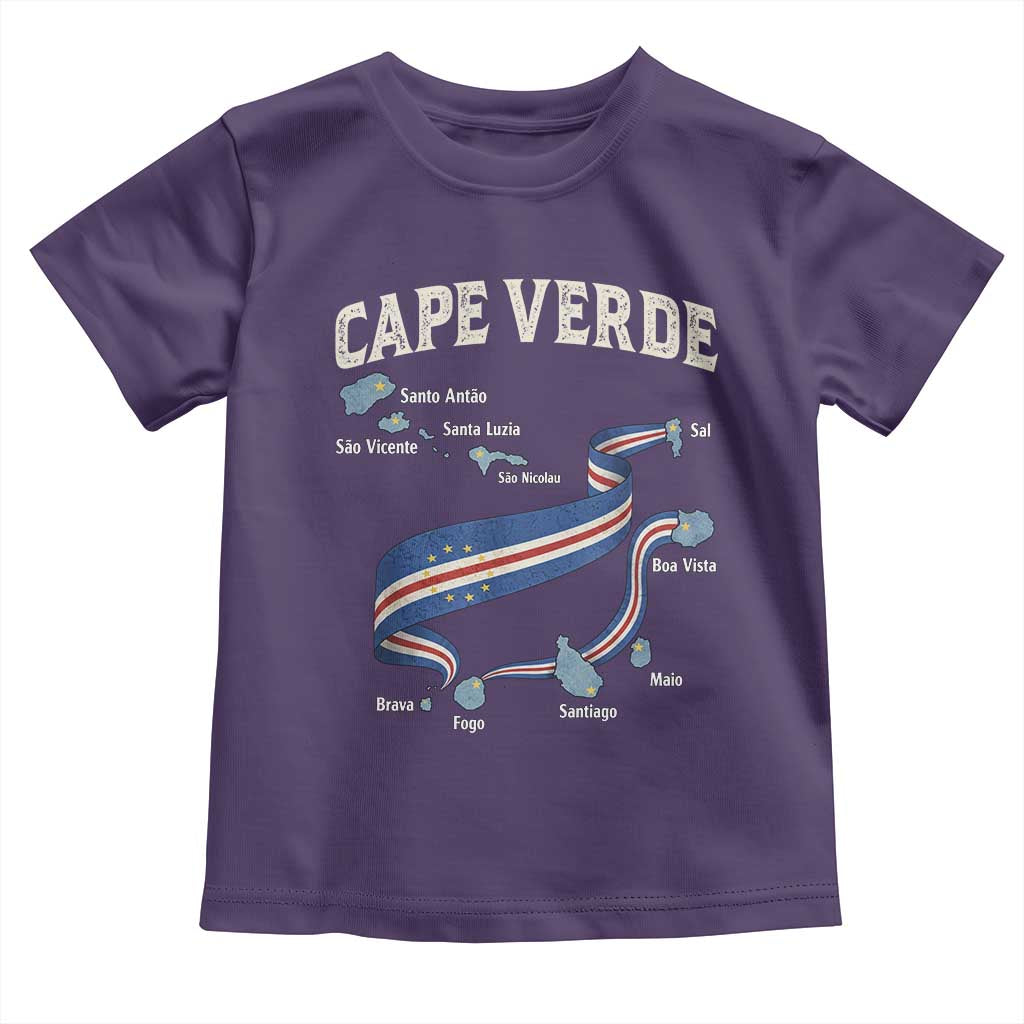 Cape Verde Islands Map National Flag Toddler T Shirt Cabo Verde Archipelago Geography Pride TS02 Purple Print Your Wear