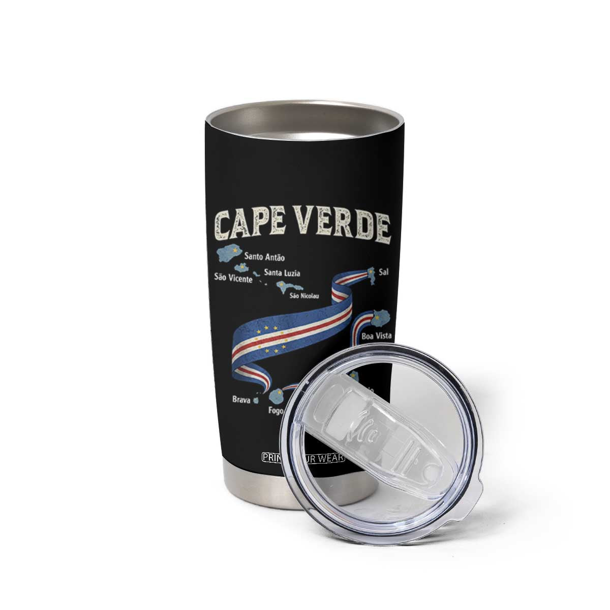 Cape Verde Islands Map National Flag Tumbler Cup Cabo Verde Archipelago Geography Pride TS02 Print Your Wear