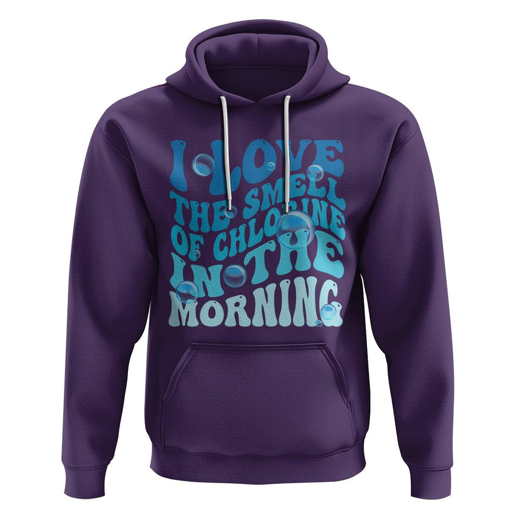 Funny Swimming Hoodie I Love The Smell Of Chlorine In The Morning Groovy TS02 Purple Printyourwear