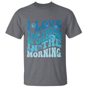 Funny Swimming T Shirt I Love The Smell Of Chlorine In The Morning Groovy TS02 Charcoal Printyourwear
