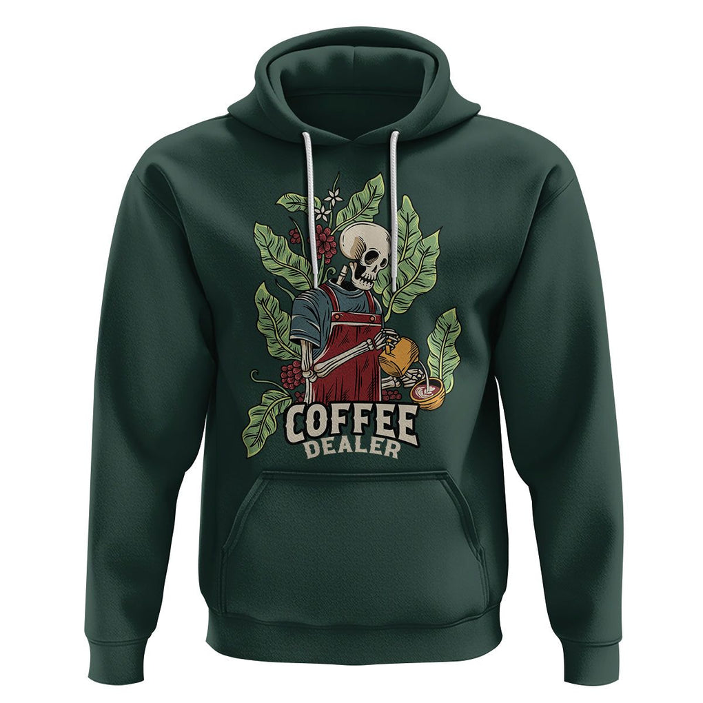 Skeleton Barista Hoodie Coffee Dealer Latte Lover TS02 Dark Forest Green Printyourwear