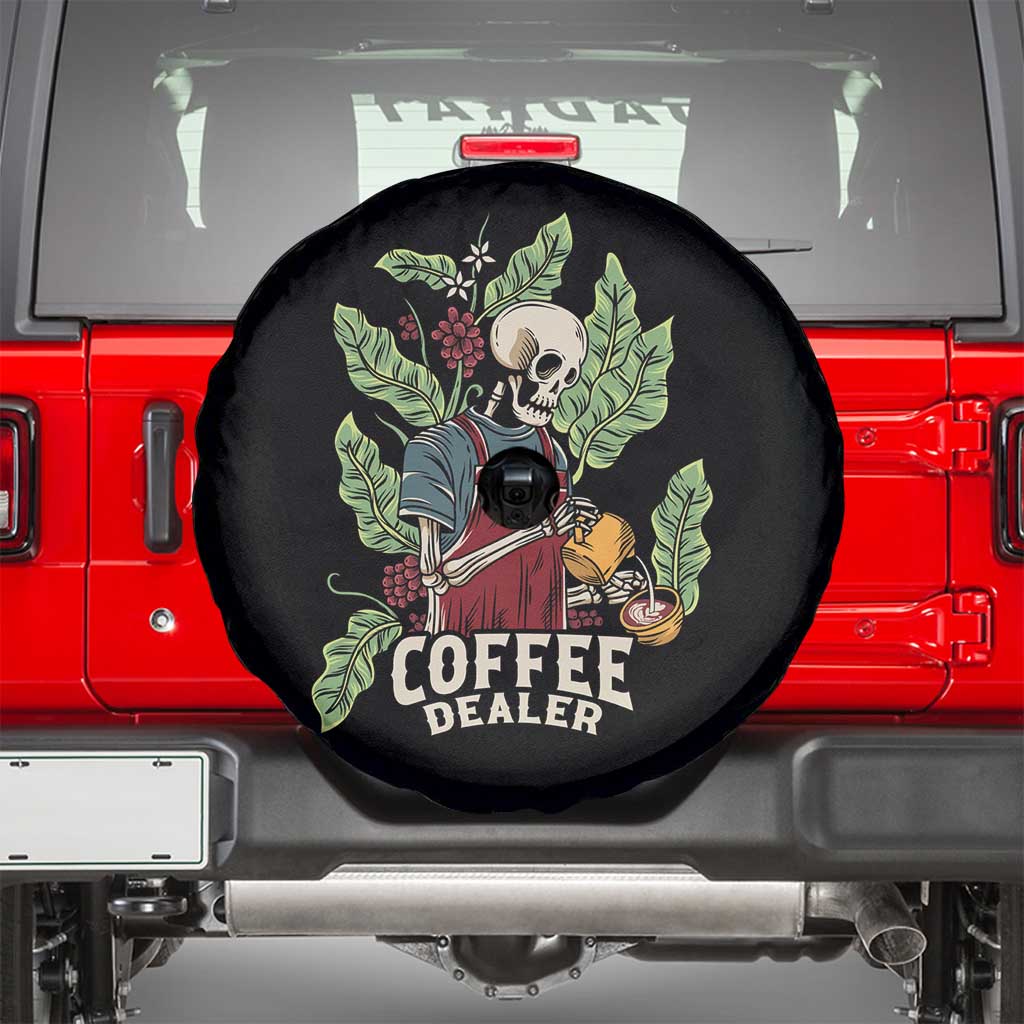 Skeleton Barista Spare Tire Cover Coffee Dealer Latte Lover TS02 Black Print Your Wear