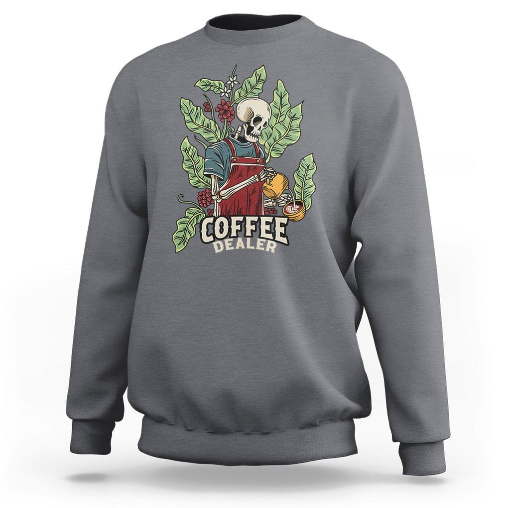 Skeleton Barista Sweatshirt Coffee Dealer Latte Lover TS02 Charcoal Printyourwear