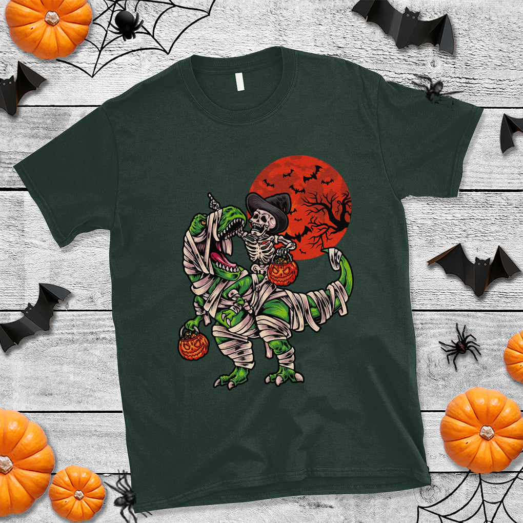 Halloween Skeleton Riding Dinosaur Funny Scary Pumpkin T Shirt TS02 Printyourwear