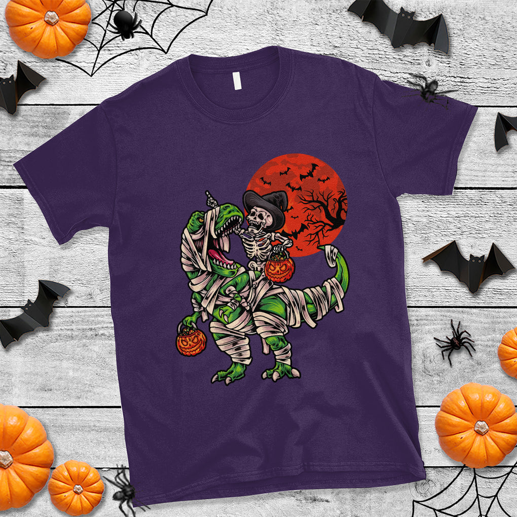 Halloween Skeleton Riding Dinosaur Funny Scary Pumpkin T Shirt TS02 Printyourwear