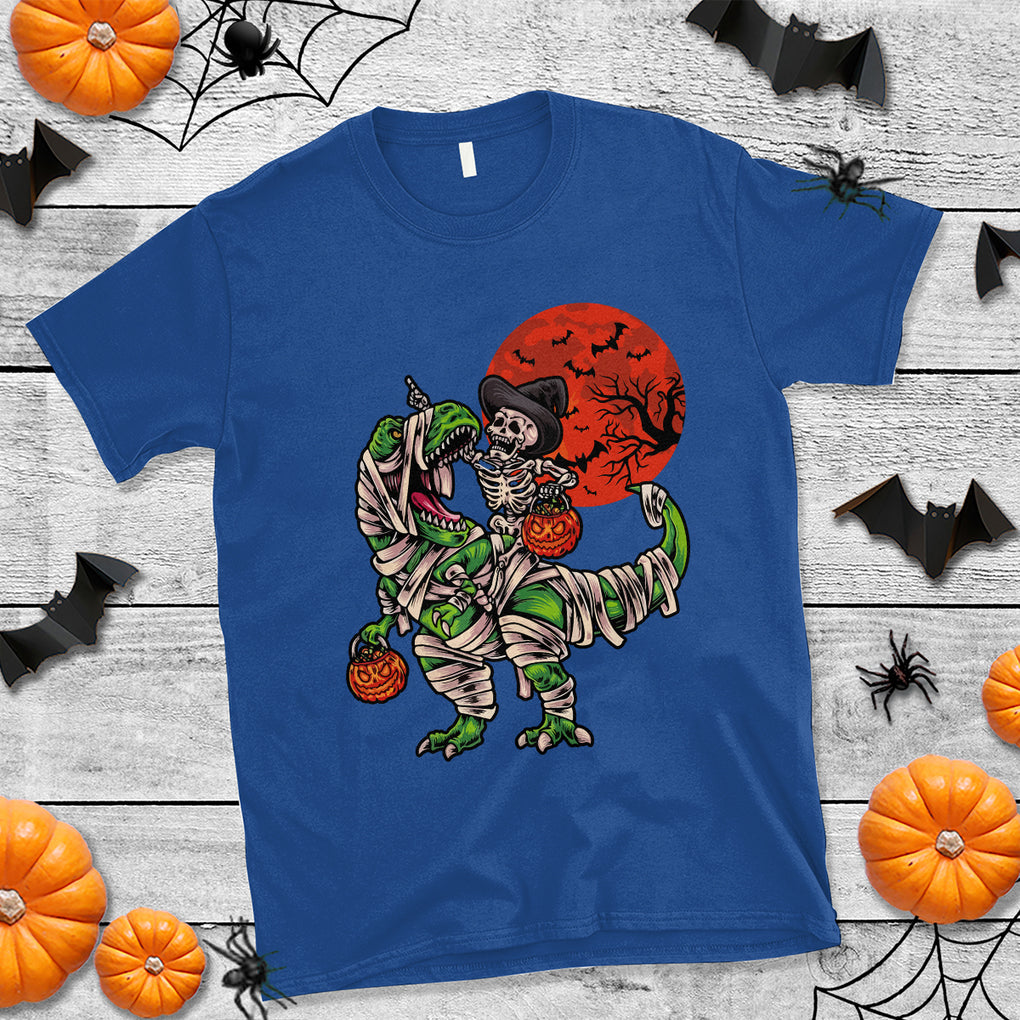 Halloween Skeleton Riding Dinosaur Funny Scary Pumpkin T Shirt TS02 Printyourwear