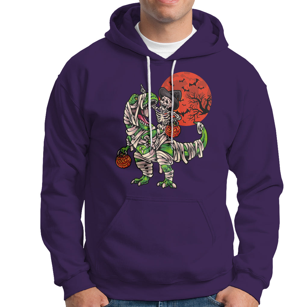 Halloween Skeleton Riding Dinosaur Funny Scary Pumpkin Hoodie TS02 Printyourwear