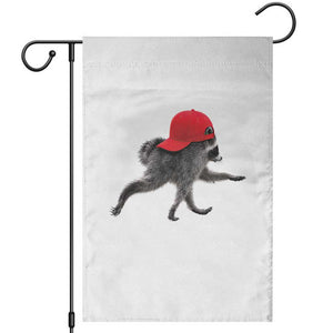 Funny Jimothy Raccoon Wearing Red Cap Graphic Garden Flag Viral Seattle Trash Panda Feral Legend