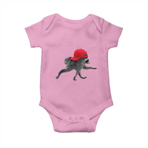 Funny Jimothy Raccoon Wearing Red Cap Graphic Baby Onesie Viral Seattle Trash Panda Feral Legend