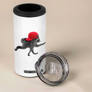 Funny Jimothy Raccoon Wearing Red Cap Graphic 4 in 1 Can Cooler Tumbler Viral Seattle Trash Panda Feral Legend