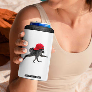 Funny Jimothy Raccoon Wearing Red Cap Graphic 4 in 1 Can Cooler Tumbler Viral Seattle Trash Panda Feral Legend