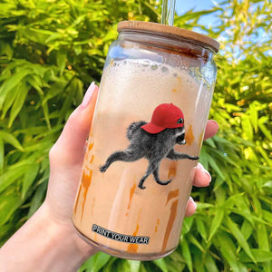 Funny Jimothy Raccoon Wearing Red Cap Graphic Glass Can Viral Seattle Trash Panda Feral Legend
