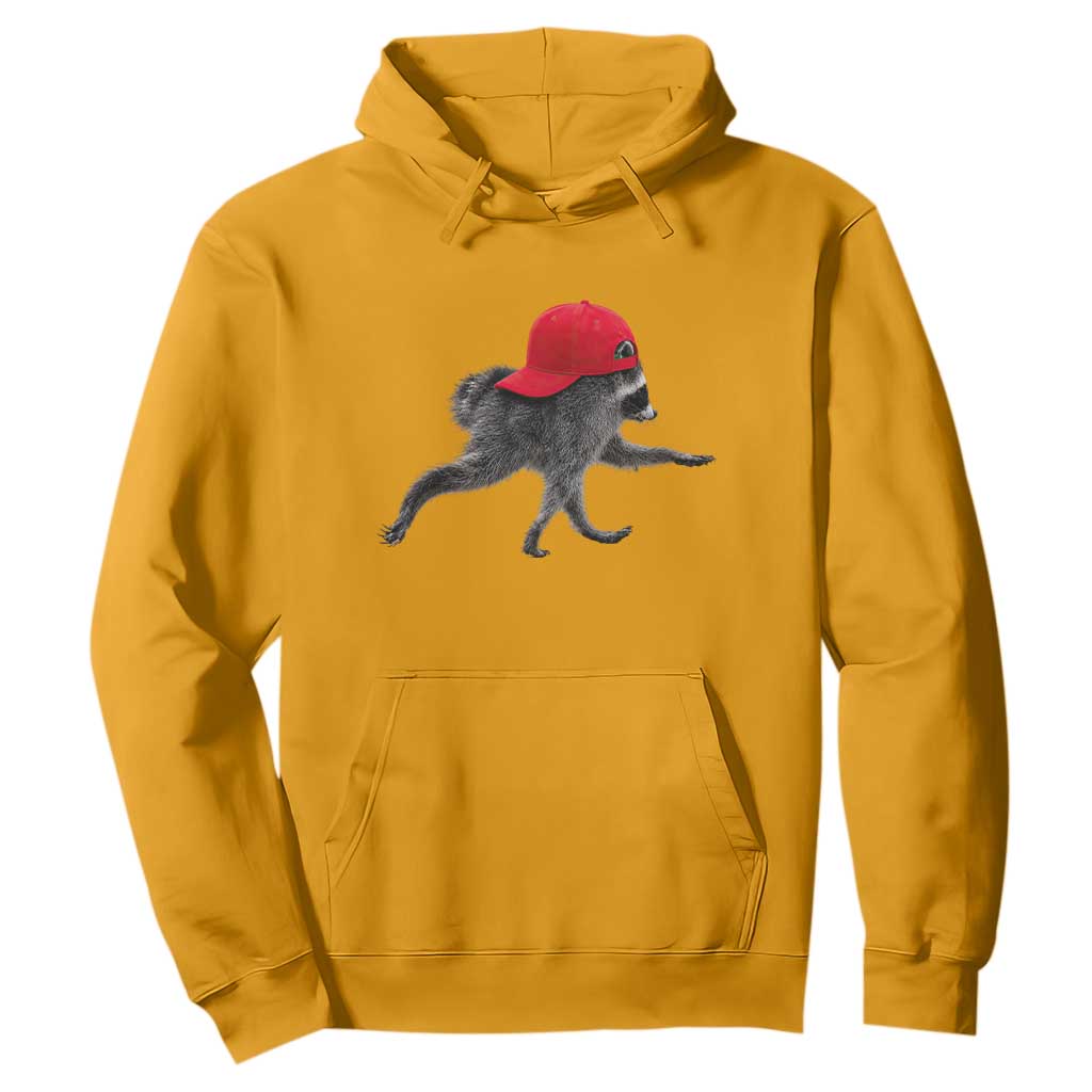 Funny Jimothy Raccoon Wearing Red Cap Graphic Hoodie Viral Seattle Trash Panda Feral Legend