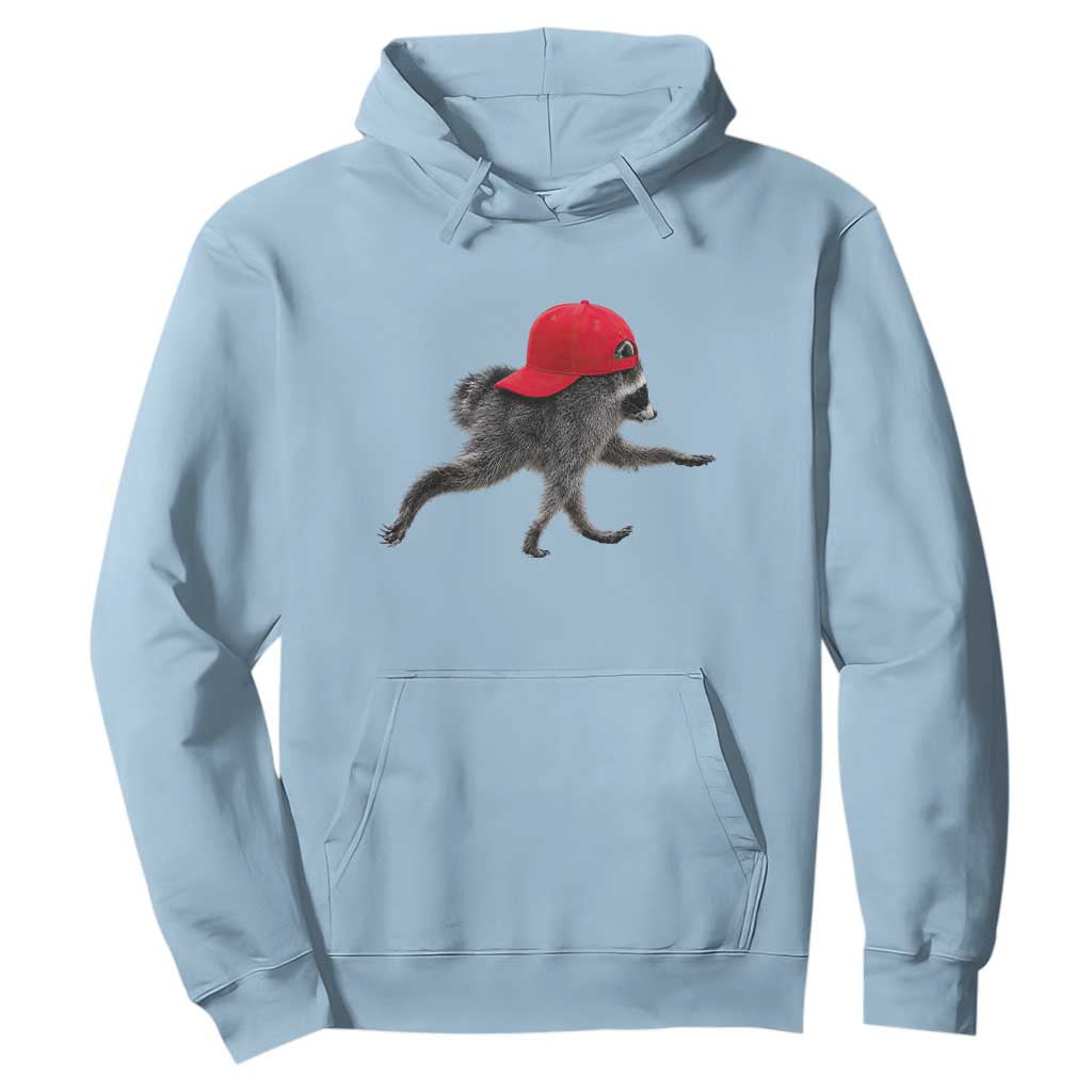 Funny Jimothy Raccoon Wearing Red Cap Graphic Hoodie Viral Seattle Trash Panda Feral Legend