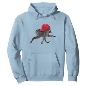 Funny Jimothy Raccoon Wearing Red Cap Graphic Hoodie Viral Seattle Trash Panda Feral Legend