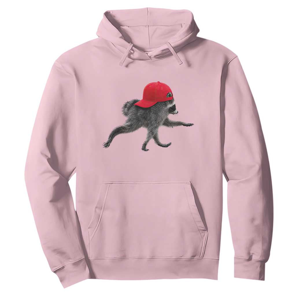 Funny Jimothy Raccoon Wearing Red Cap Graphic Hoodie Viral Seattle Trash Panda Feral Legend