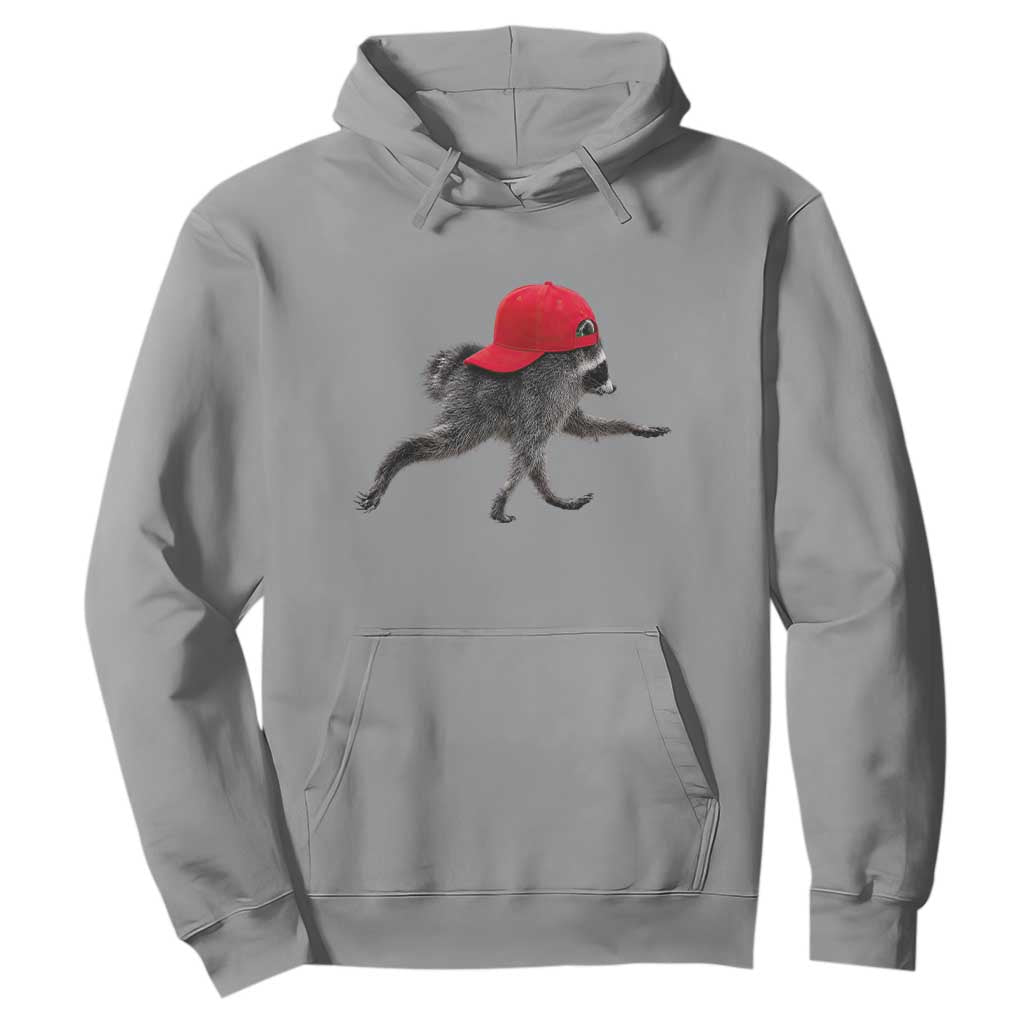 Funny Jimothy Raccoon Wearing Red Cap Graphic Hoodie Viral Seattle Trash Panda Feral Legend