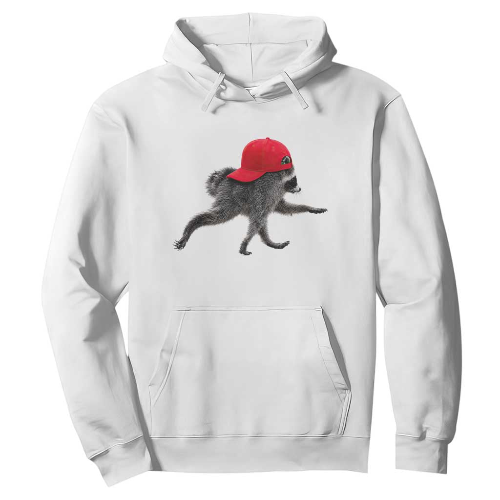 Funny Jimothy Raccoon Wearing Red Cap Graphic Hoodie Viral Seattle Trash Panda Feral Legend