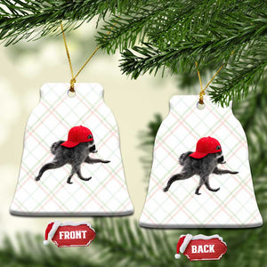 Funny Jimothy Raccoon Wearing Red Cap Graphic Ceramic Ornament Viral Seattle Trash Panda Feral Legend