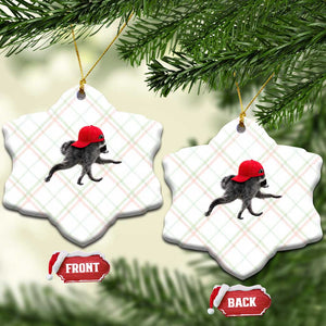 Funny Jimothy Raccoon Wearing Red Cap Graphic Ceramic Ornament Viral Seattle Trash Panda Feral Legend