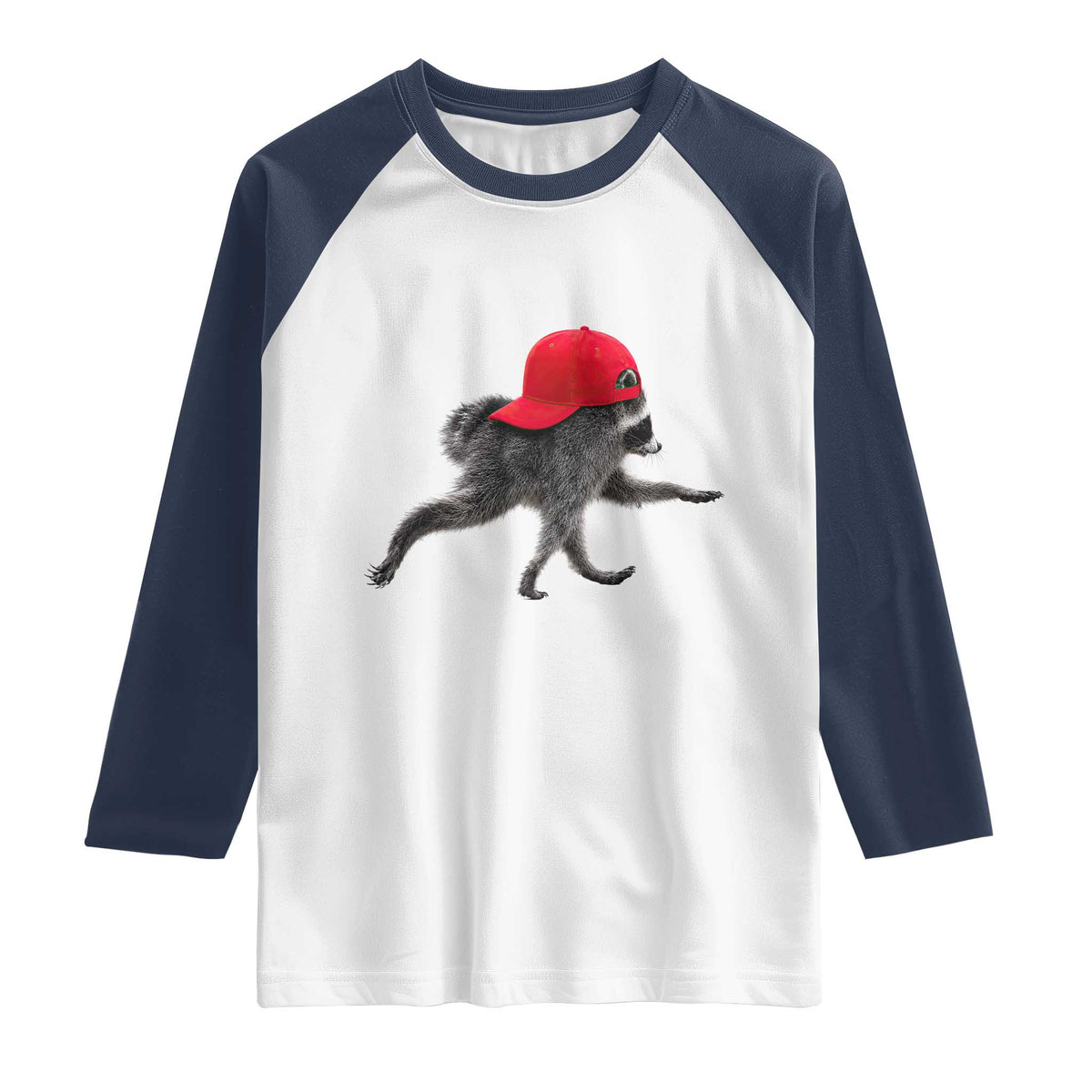 Funny Jimothy Raccoon Wearing Red Cap Graphic Raglan Shirt Viral Seattle Trash Panda Feral Legend
