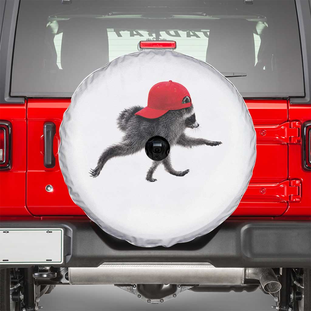 Funny Jimothy Raccoon Wearing Red Cap Graphic Spare Tire Cover Viral Seattle Trash Panda Feral Legend