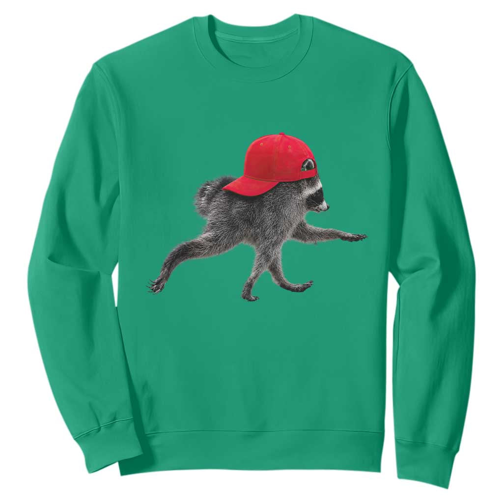 Funny Jimothy Raccoon Wearing Red Cap Graphic Sweatshirt Viral Seattle Trash Panda Feral Legend