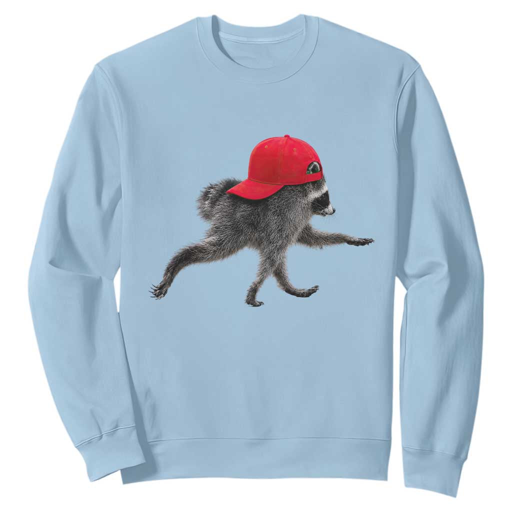 Funny Jimothy Raccoon Wearing Red Cap Graphic Sweatshirt Viral Seattle Trash Panda Feral Legend