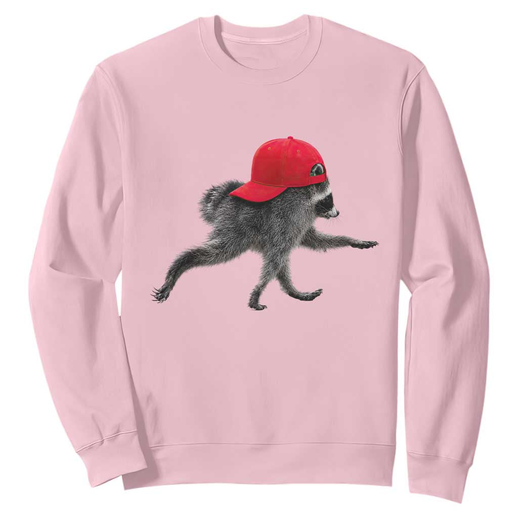 Funny Jimothy Raccoon Wearing Red Cap Graphic Sweatshirt Viral Seattle Trash Panda Feral Legend